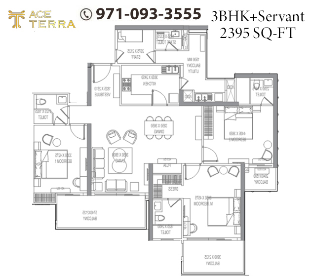 Ace Terra 3 BHK Floor Plan