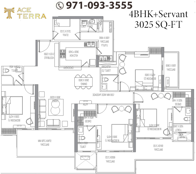 Ace Terra 3 BHK Floor Plan